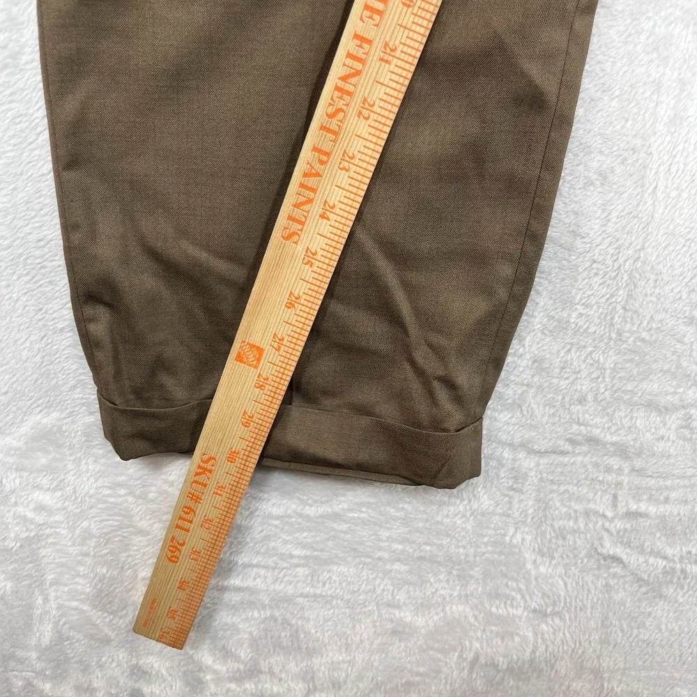 Greg Norman Pleated Dress Pants Men's Brown Cuffed Business Casual‎ - 39X29.5